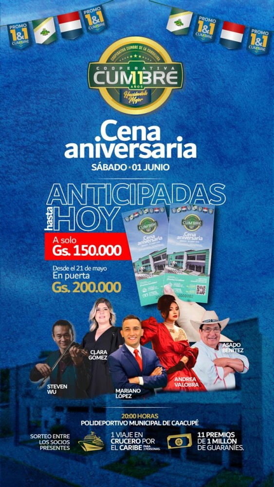Tickets para la Cena Aniversaria